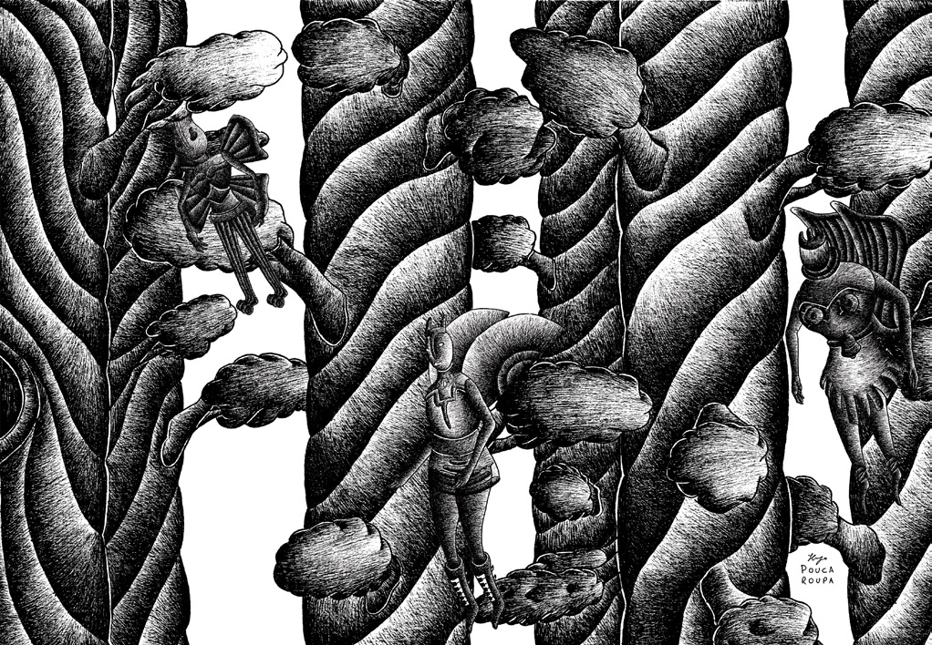 Drawn characters and animation artwork for the collaborative film Fugue