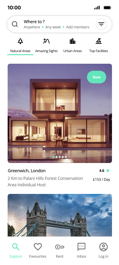 Seward Studios mobile interface concept for browsing creative spaces and booking studios